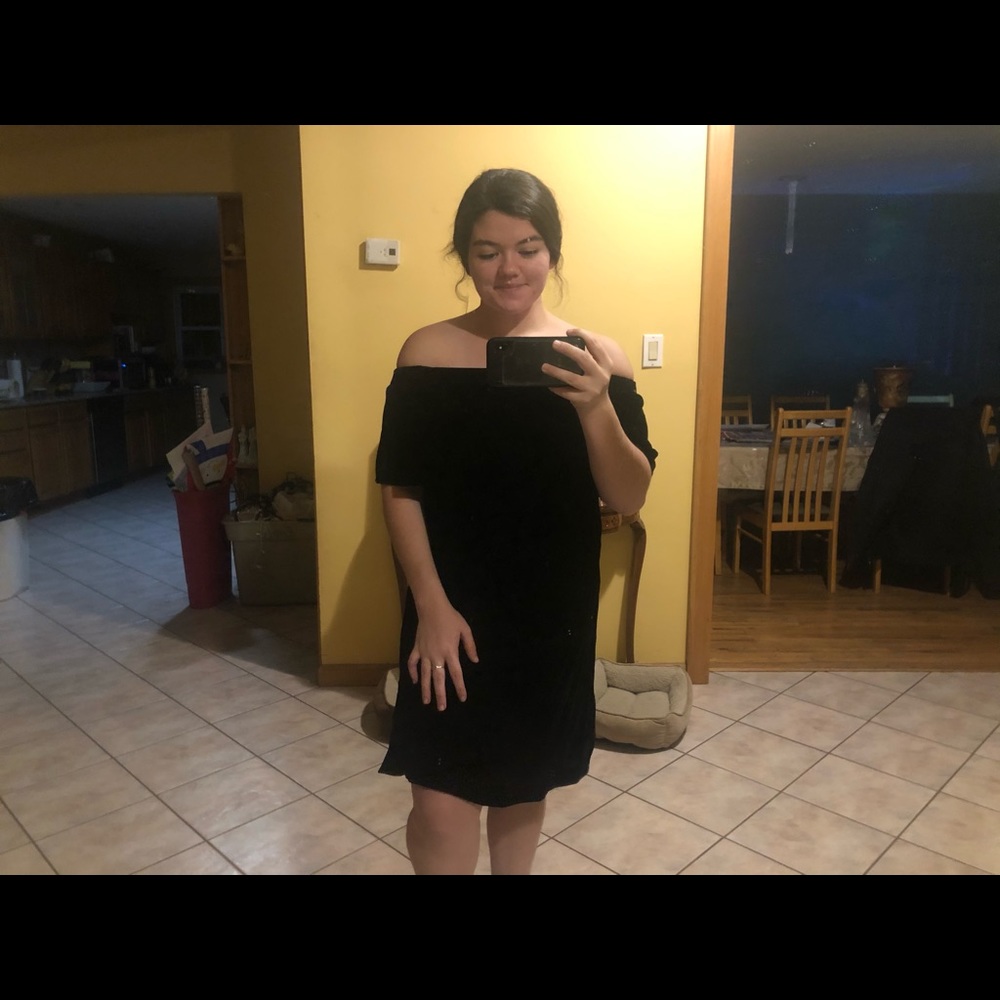 Velvet off the shoulder dress!